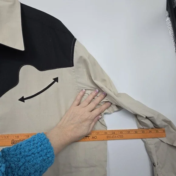 Vintage Y2K White Horse Western Pearl Snap Shirt Men's XXL Black Cream Rodeo - Picture 9 of 11